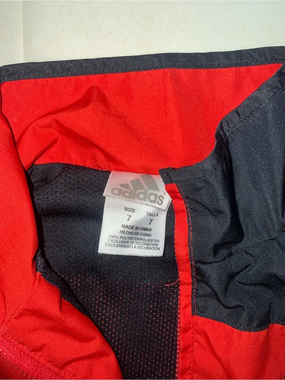 adidas Red and Black Kids Track Jacket with Zip